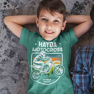 Kids Personalized Motocross Shirt Racing TShirt Custom Vintage Dirt Bike Shirts Race T Shirt Dirtbike Gift Shirt Boy&#39;s Girl&#39;s Soft Tee