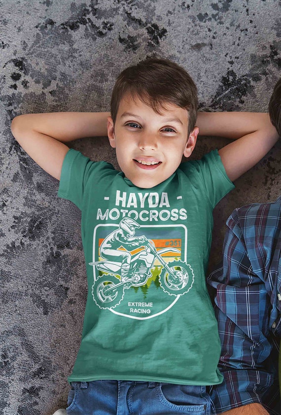 Kids Personalized Motocross Shirt Racing TShirt Custom Vintage Dirt Bike Shirts Race T Shirt Dirtbike Gift Shirt Boy's Girl's Soft Tee