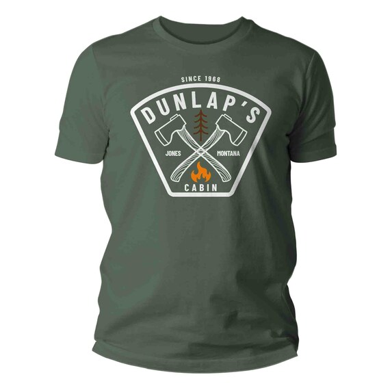 Men's Personalized Cabin T Shirt Custom Woodsman Woods Vintage Logger Shirt Axe Ax Hunter Logo Camper Badge Rustic Men's Gift Idea
