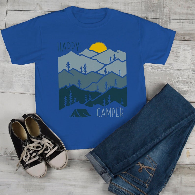 Download Kids Happy Camper T Shirt Sunset Shirts Camping Tee Nature ...