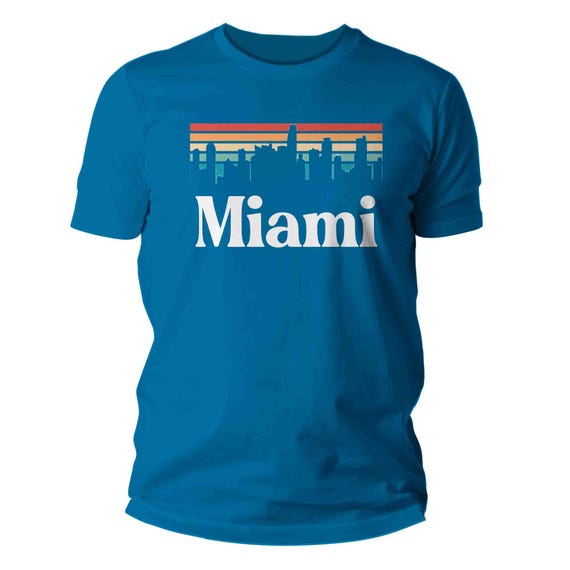 Men's Miami Shirt Florida Shirt Skyline Sign Palm Tower City T Shirt Gift Travel Tour Gift Tourist Unisex Graphic Tee Sky State City