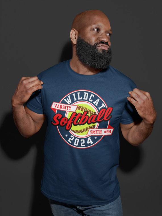 Men's Personalized Softball Player Shirt Team Vintage Logo T Shirt Custom High School Sports Dad Graphic Tee Man Unisex