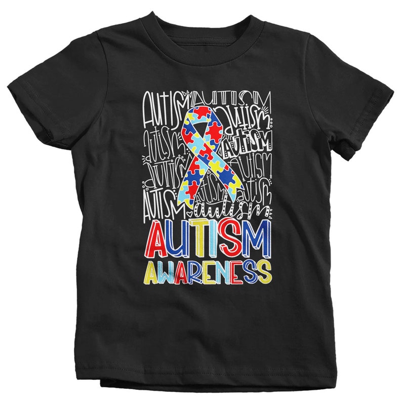 Kids Autism T Shirt Autism Typography Shirt Puzzle Ribbon | Etsy