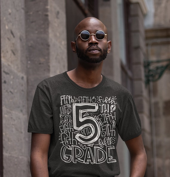 Men's Fifth Grade Teacher T Shirt 5th Grade Typography T Shirt Cute Back To School Shirt 5th Teacher Gift Shirts