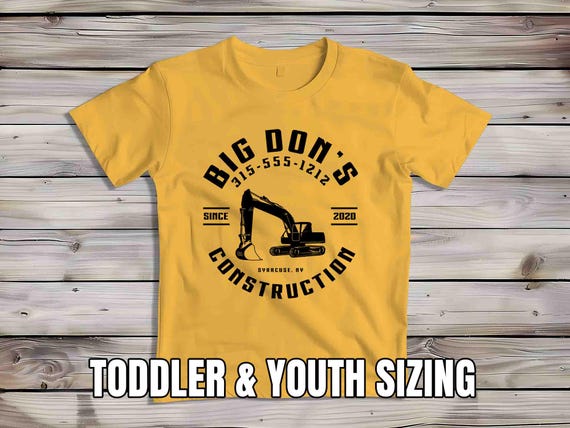 Kids Custom Construction Shirt Personalized Home Builder Backhoe Heavy Equipment Tee Contractor Tractor TShirt T-Shirt Name Youth