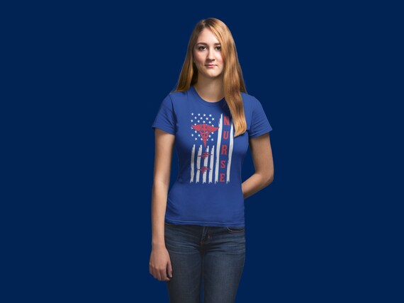 Women's Nurse Flag Shirt American Flag 