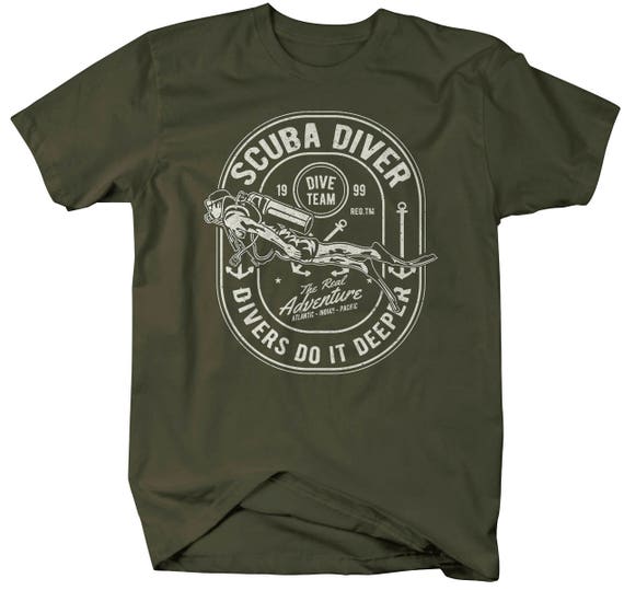 Shirts By Sarah Men's Funny Scuba Diver T-Shirt Do It Deeper Funny Diving Tee