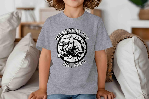 Kids Pre-K Shirt Dinosaur TShirt T-Rex Breaking Into T-Shirt TRex Dino Preschooler PreK Gift T Shirt Cute Girl's Boy's Children's Youth