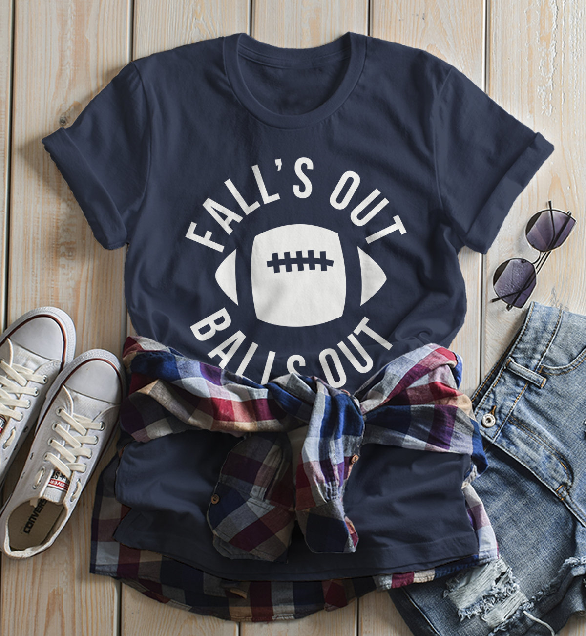 ShirtsBySarah Women s Funny Football T Shirt Fall s Out Balls Out Tee Hilarious Football Mom Shirts