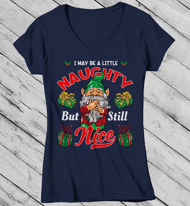 Women's Funny Elf Shirt Christmas Shirts Little Naughty Etsy