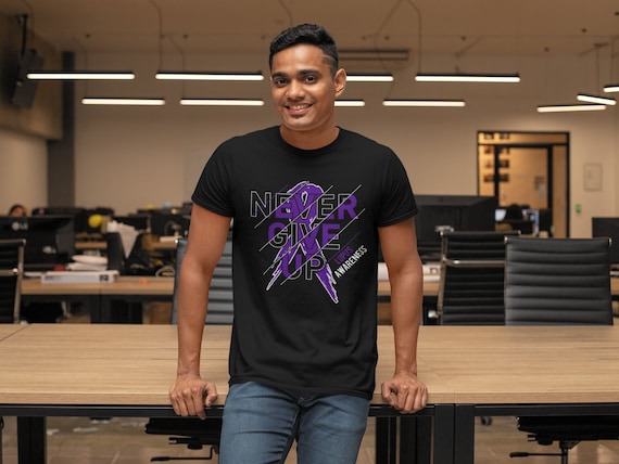 Men's Lupus TShirt Never Give Up Lupus Shirts Purple Ribbon Lupus Awareness TShirt Typography Autoimmune T Shirt Gift Inspire