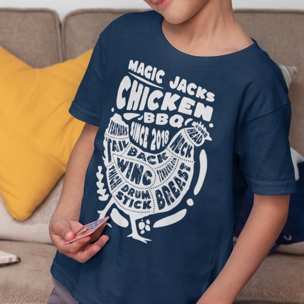 Kids Personalized Chicken BBQ T Shirt Custom Food Truck Restaurant Barbeque Rooster T Shirt Custom Gift Unisex