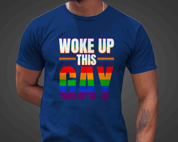 Men's Funny LGBTQ Shirt Woke Up This Gay Shirt Humor Rainbow T-Shirt Gift Idea Pride T Shirt LGBT TShirt Unisex LGBTQIA Tee Gift Support