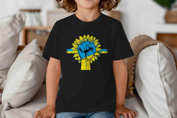 Kids Support Ukraine Shirt Fist Protest War T-Shirt Save Ukrainian Flag Sunflower Anti Maga TShirt Gift Idea Unisex Tee Youth Grunge FDT