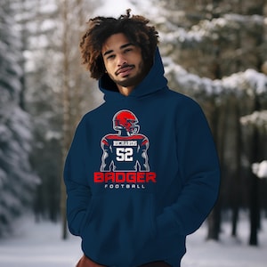 Sudadera con capucha personalizada de jugador de fútbol: Sudadera polar con ilustración personalizada.
