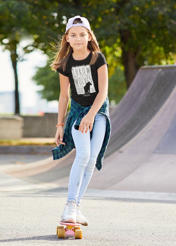 Kids Wolf Shirt Throw Me To Wolves T Shirt Lead The Pack Inspirational Tee Wild Forest Hipster Shirt Gift Youth Soft Graphic Grunge Tee