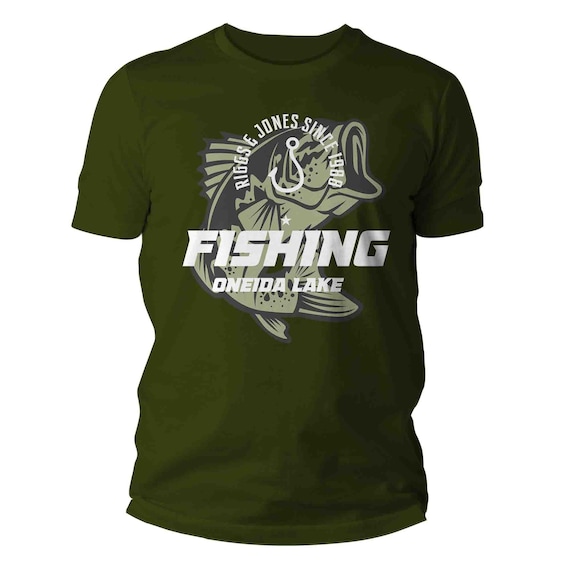 Men's Custom Fishing Shirt Personalized Fisherman T Shirts Fish Logo Bass Lake Team Name TShirt Unisex Mans Gift Idea Angler Father's Day