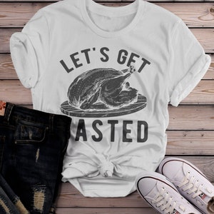 Women's Funny Thanksgiving T Shirt Let's Get Basted Turkey Shirts Graphic Tee Vintage Design image 9