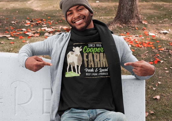 Men's Personalized Farm T Shirt Vintage Cow Farmer Shirt Farmer Gift Idea Custom Dairy Farm Cow Tee Shirts Customized TShirt