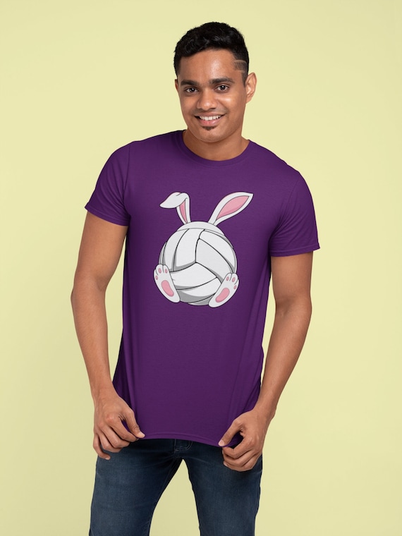 Men's Funny Easter T-Shirt Volleyball Bunny T Shirt Rabbit Ears Feet Volleyball Coach Gym Teacher TShirt Gift Idea Easter Tee Unisex Man