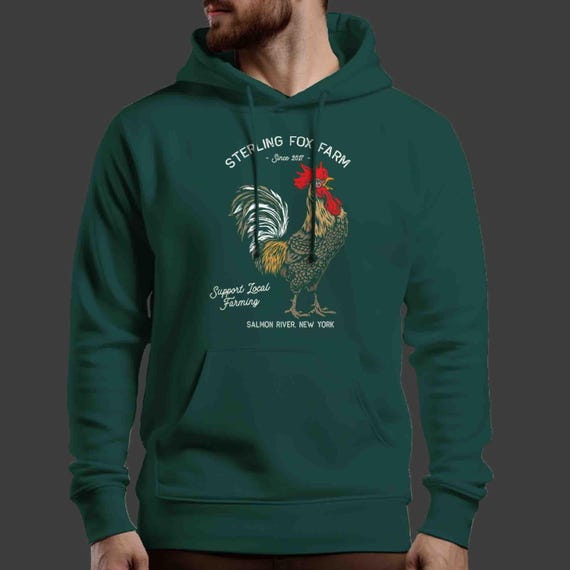 Men's Personalized Farm Hoodie Vintage Rooster Pullover Farmer Gift Idea Custom Chicken Hooded Homestead Sweatshirt Customized Unisex Man