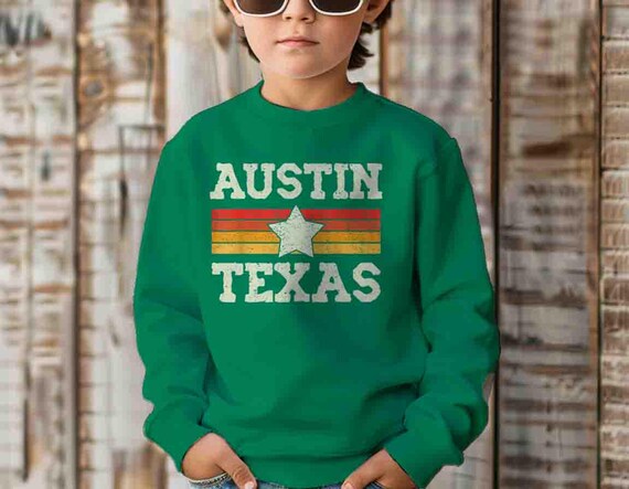 Kids Austin Texas Sweatshirt Texas Crewneck Vintage Austin Pullover Gift Idea Texas Pride State Travel Gift Tee TX Southern Gift Unisex