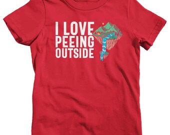 Kids Funny Camping Shirt I Love Peeing Outside T Shirt Camping Tee