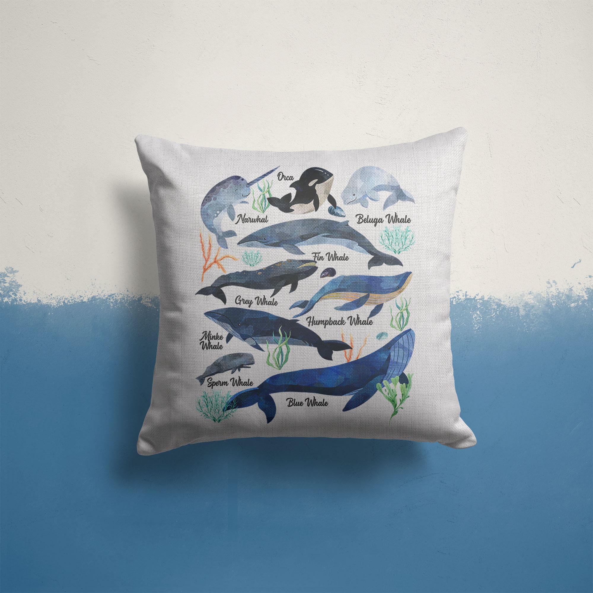 Whale throw cheap pillow
