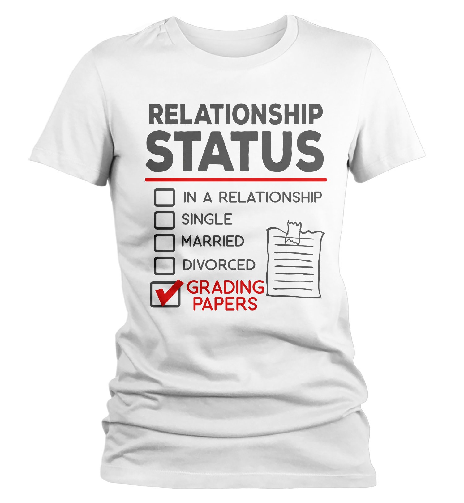 Women's Funny Teacher T-Shirt Relationship Status School | Etsy