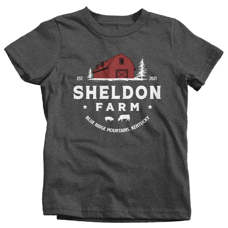 Kids Personalized Farm Shirt Barn Farmer T Shirt Gift For Farming Beef Dairy Cow Sow Pig Vintage Farm TShirt Youth Soft Graphic Tee image 4