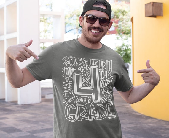 Men's Fourth Grade Teacher T Shirt 4th Grade Typography T Shirt Cute Back To School Shirt 4th Teacher Gift Shirts