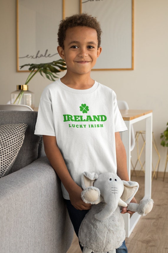 Kids Lucky Irish T Shirt St. Patrick's Day TShirts Ireland Tee Irish Gift Idea Minimal Logo Clover Child Youth Unisex Children Tee