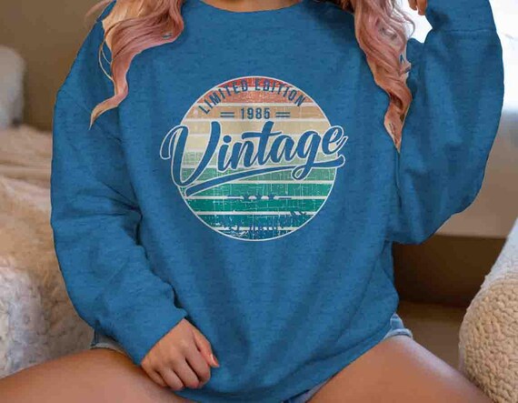 Men's Vintage 1985 Birthday Sweatshirt 40th Birthday Crewneck Forty Years Gift Limited Edition Bday Gift Unisex Soft 40 Bday Unisex