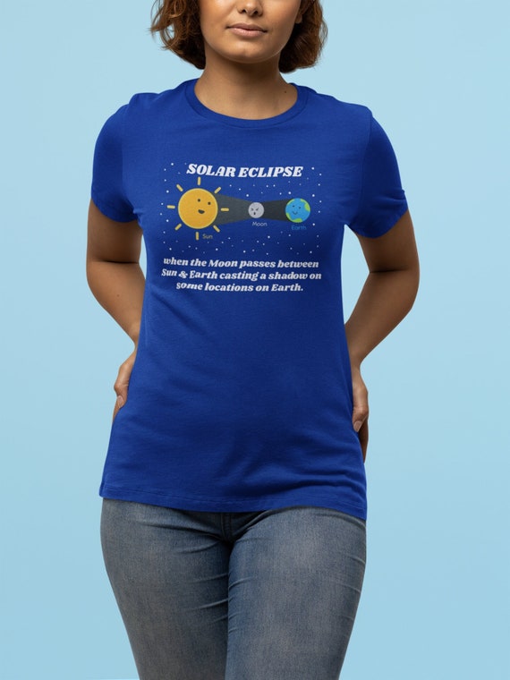 Women's Cute Solar Eclipse Shirt Solar Eclipse Cartoon Astronomy Gift Astronomer Science Stars Astronomy Teacher Geek Graphic Tee Ladies