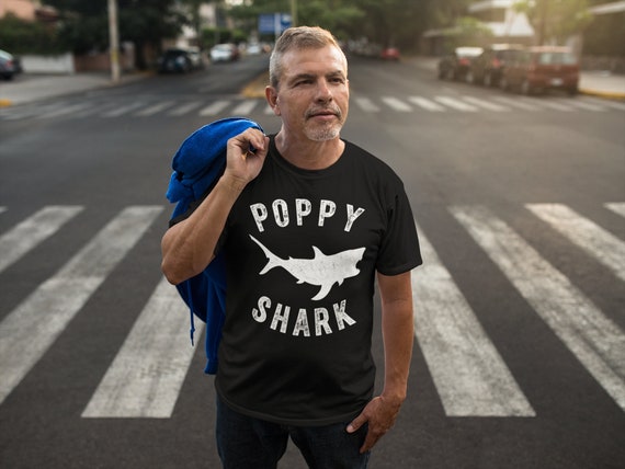 Men's Poppy Shark T Shirt Shark Shirts Matching Poppy TShirt Father's Day Gift Idea Tee Family Shirts