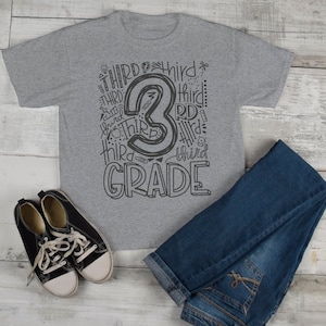 Kids Cute 3rd Grade T Shirt Typography Cool Tee Boy&#39;s Girl&#39;s Grade 3 Third Back To School TShirt
