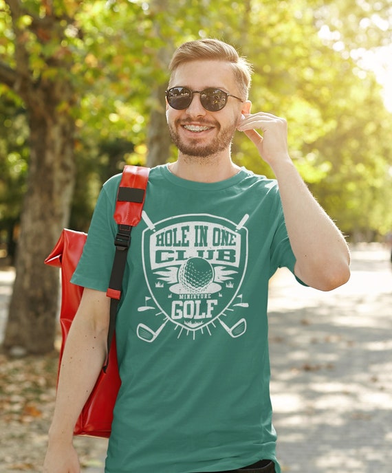 Men's Funny Golf T Shirt Hole In One Club Shirt Minigolf Joke Mini Miniature Humor Gift Idea Unisex Man Golfer Tee