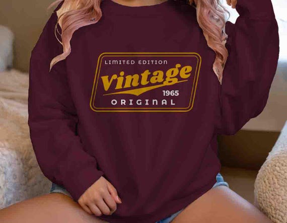 Men's 1965 Vintage Birthday Sweatshirt 50th Birthday Crewneck Sixty Pullover Gift Bday Gift Unisex Limited Edition 60 Bday Man Fleece