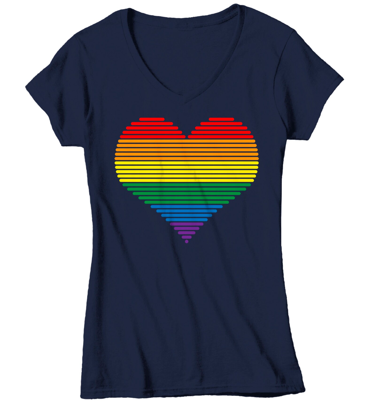 MEESHEEP Women's Pride T-Shirt - LGBT Rainbow Heart Graphic, Short Sleeve, Love Is Love Tee