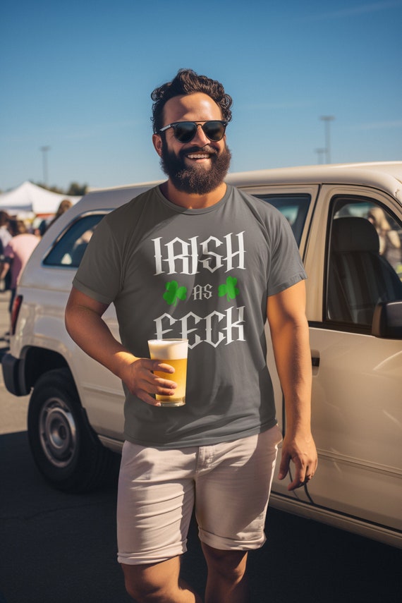 Men's Irish As Feck T Shirt Funny St. Patrick's Day TShirts Clover St Pattys Humor Joke T-Shirt Men Gift Idea Tee