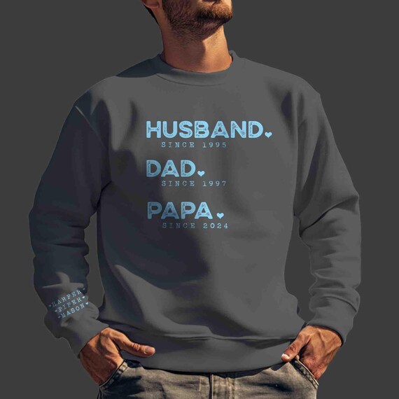 Personalized Dad Grandpa Husband Sweatshirt Mother's Day Gift Idea Pullover Crewneck Women's Papa Pop-Pop Custom Names Poppy Unisex Sleeve