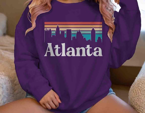 Men's Atlanta Sweatshirt GA Shirt Skyline City Georgia Pullover Crewneck Gift Travel Tour Gift Tourist Graphic Tee Sky State City South