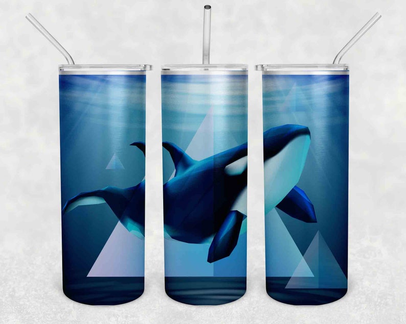 Orca Tumbler With Stainless Steel Straw Skinny Tumbler Etsy