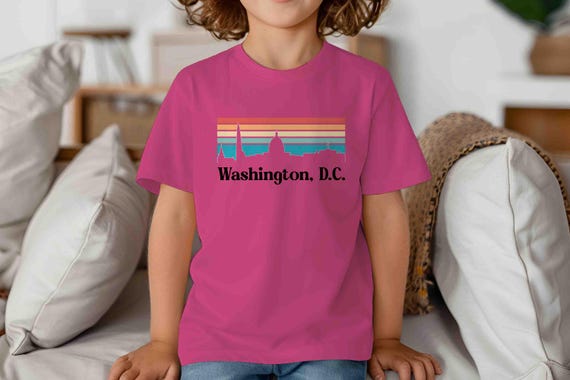 Kids Washington DC Shirt D.C. Shirt Skyline U.S. Capital City T Shirt Gift Travel Tour Gift Tourist Unisex Graphic Tee Sky State City