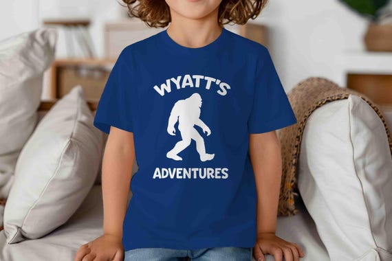 Custom Bigfoot TShirt Sasquatch Gift Idea Personalized Name Shirt Adventure Camping Hiking Hiker Gift Kids Boy's  T-Shirts Tees Toddler
