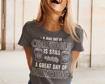 Funny Cornhole T-Shirt: Drinking Gift Tee - Ladies Soft Graphic Tee