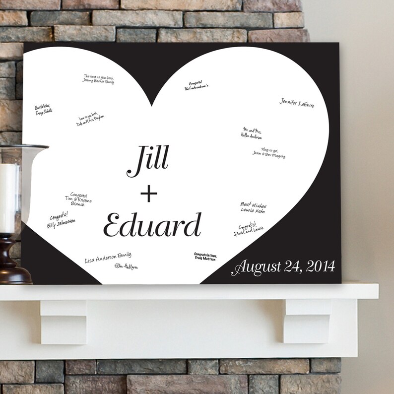 Wedding Guest Book Alternative CA0043 Personalized Wedding Guestbook Signature Canvas