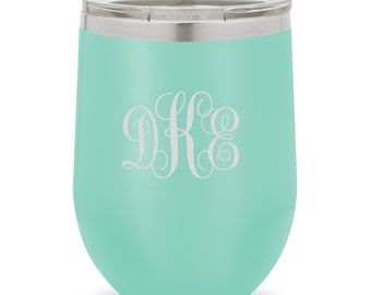 Teal - 12oz. Insulated Wine Tumbler - Personalized Stemless Wine Glass - Wine Tumbler - Bridesmaid Gifts - Gifts for Her - GC1739