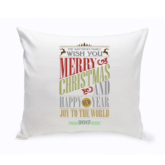 Personalized Christmas Words Decorative Throw Pillow Etsy
