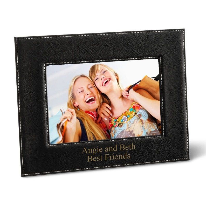 Personalized Black 5x7 Picture Frame Leather Image 0